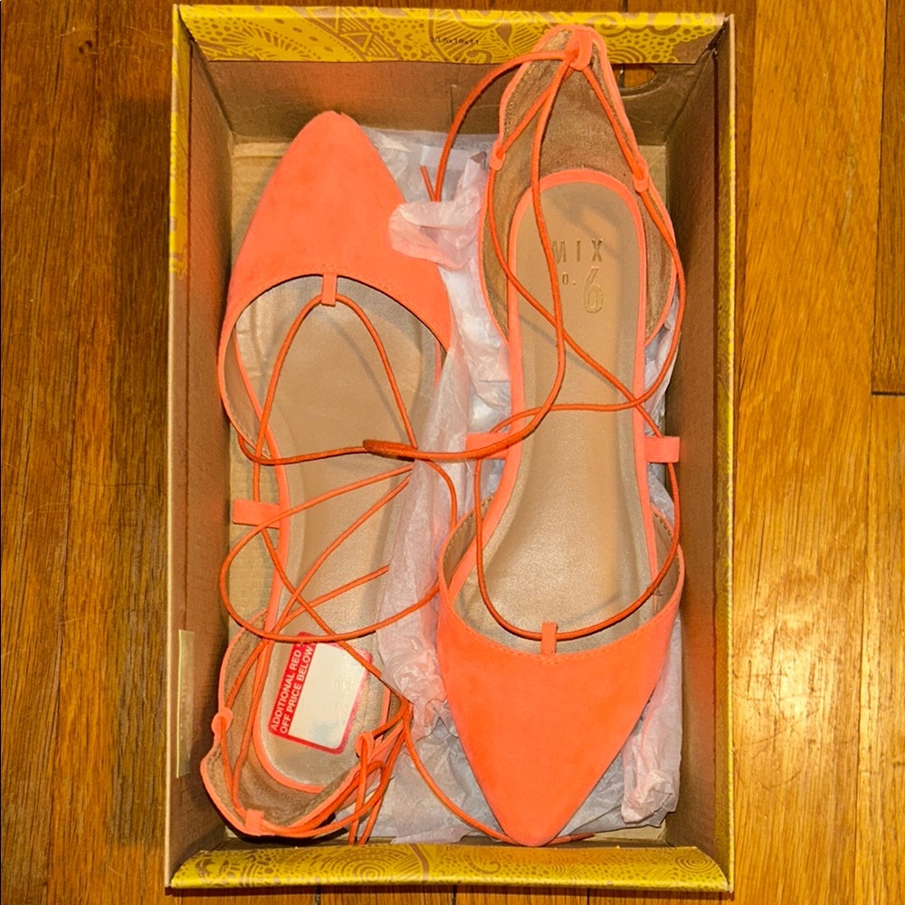 Mix No. 6 Women's Orange Lace-Up Flats